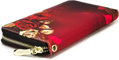 Miniatura 29 de Cartera de mano para mujer, estilo bohemio, con RFID, elegante, espaciosa con correa para viajes, capacidad para tarjetas, teléfono, dinero