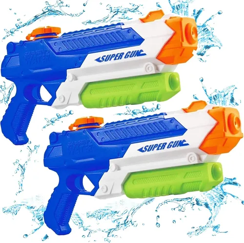 Miniatura 9 de Pistolas de agua para niños – Pistolas de chorro de verano de 400 CC/40 pies para niños de 3 años en adelante – Paquete de 2 juguetes al aire libre