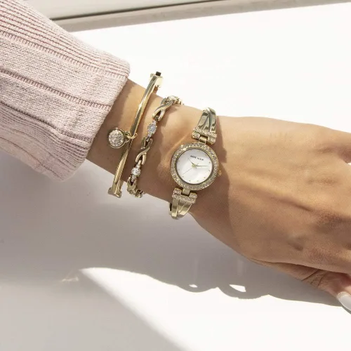 Miniatura 5 de Anne Klein Juego de reloj y pulsera con detalles de cristal prémium para mujer