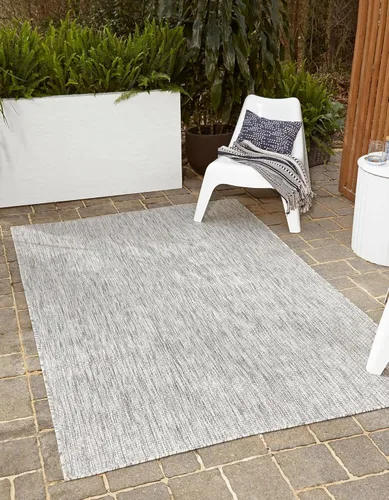 Miniatura 36 de Unique Loom Collection Alfombra de Área Plana Casual de Transición Sólida Jaspeada para Interiores/Exteriores (Pasillo 2' x 6' 1", Azul/Azul Marino)