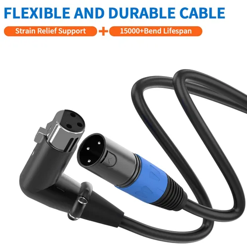 Miniatura 7 de LanSenSu Cable de enchufe XLR en ángulo recto XLR a recto, cable equilibrado de 90 grados hembra a macho recto de 3 pines a 3 pines