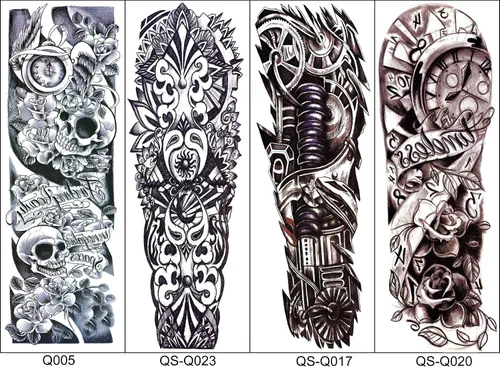Miniatura 2 de Juego de 8 hojas de tatuajes falsos temporales extra grandes de 18.9 x 6.7 pulgadas para hombres y mujeres, calcomanías de tatuaje de brazo