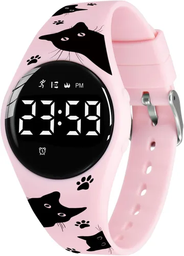 Miniatura 35 de Relojes para niños y niñas, reloj deportivo digital con contador de pasos, podómetro, alarma de vibración, sin aplicación, impermeable, rastreador