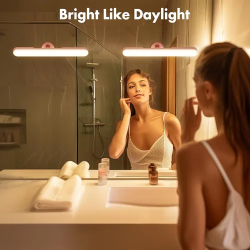 Miniatura 2 de Juego de 2 luces inalámbricas de maquillaje para espejo, barra de luz LED recargable para espejo de baño con 3 CCT regulables, luz inalámbrica