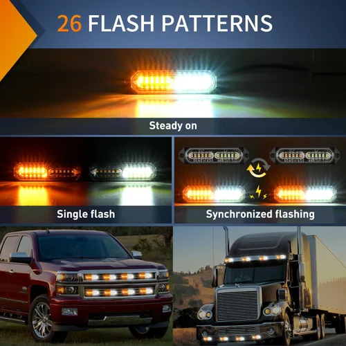 Miniatura 3 de Nilight 8 piezas de luces estroboscópicas LED 12 LED ámbar blancas, luz de emergencia 12 V 24 V, luz de advertencia de peligro con función