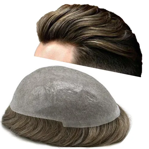 Miniatura 72 de FNY HAIR - Tupé para hombres, sistema de cabello humano, piel ultrafina, PU con bucle en V, prótesis de cabello natural para hombres, #1B05 1B# OFF