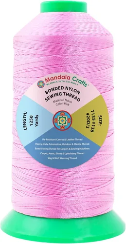 Miniatura 341 de Mandala Crafts - Hilo de nailon para coser cuero, tapicería, mezclilla y para trenzar el pelo; resistente, 1500 yardas, tamaño 69 T70 Marrón