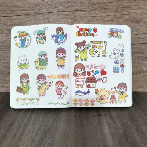 Miniatura 5 de Juego de calcomanías Kawaii Washi (50 hojas) para la vida diaria de la niña, escuela, tiempo libre, viajes, camping, bricolaje, calcomanías