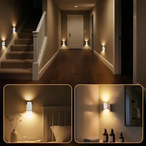 Miniatura 7 de Luces nocturnas LED enchufables a la pared, paquete de 4 regulables con sensor de atardecer a amanecer, blanco cálido de 2700 K, luz nocturna