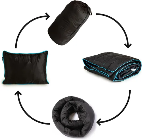 Miniatura 7 de NAPRO Almohada de viaje y manta de campamento, 3 en 1 de nailon Ripstop Infinity y fundas de almohada de viaje cuadradas con 82 x 54 pulgadas