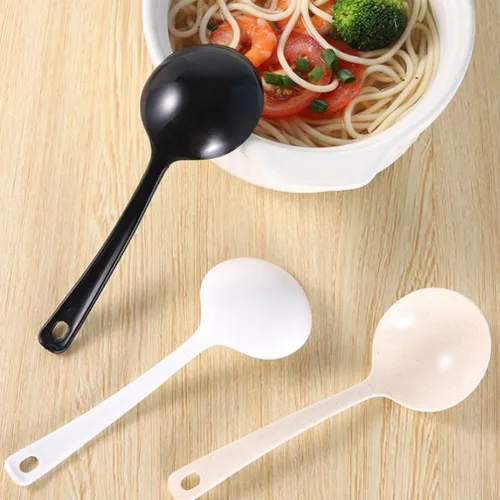 Miniatura 6 de UPKOCH Cucharas de sopa desechables grandes de plástico, cucharón de papilla, cucharón de papilla, cucharas para servir cucharas para fideos ramen