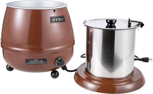 Miniatura 5 de SYBO SB-6000-1B - Calentador de sopa de grado comercial con tapa con bisagras y olla desmontable de acero inoxidable para fiestas de restaurante