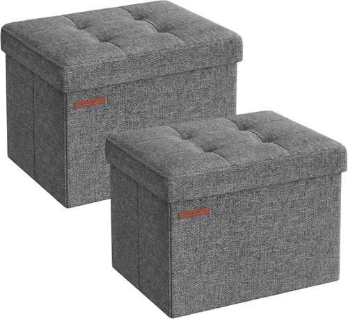 Miniatura 14 de SONGMICS Mazie Collection - Pequeña otomana plegable de almacenamiento, taburete reposapiés, 12.2 x 16.1 x 12.2 pulgadas, capacidad de carga de 286