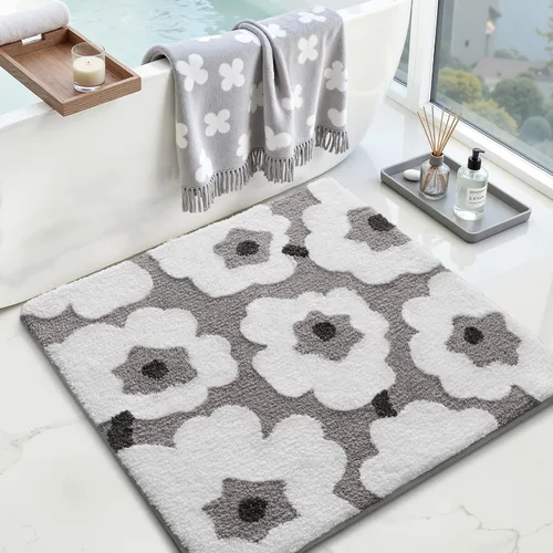 Miniatura 12 de LUMI Alfombra cuadrada de baño de playa, antideslizante, de secado rápido, ultra suave, lavable, absorbente, alfombra de baño con tema mar oceánico