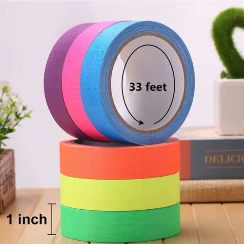 Miniatura 4 de Cinta adhesiva fluorescente azul neón para gaffer, cinta de punta azul neón reactiva a luz negra UV para etapas, juegos de fiesta, pisos