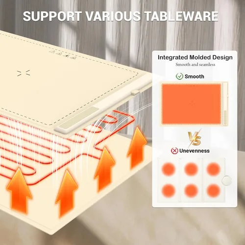 Miniatura 4 de Bandeja de calentamiento eléctrica, 3 modos y calefacción de superficie completa, enrollable y portátil, nanomaterial de silicona de alta calidad, 3