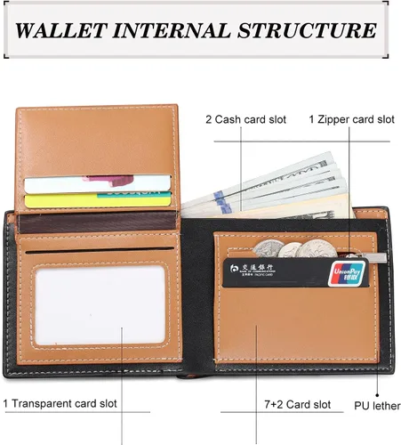 Miniatura 5 de Cartera personalizada para hombres con imágenes, billeteras de piel sintética personalizadas, cartera minimalista con clip de dinero para hombres