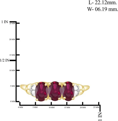 Miniatura 4 de JEWELEXCESS Anillo de diamantes blancos de rubí y acento de 1.40 CTW en oro de 14 quilates sobre plata