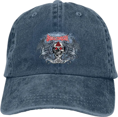 Miniatura 9 de Cowboy Hat Trendy Hats for Man and Women Djustable Four Season Outdoor Baseball Cap of Hell Skull with Angel Navy Blue