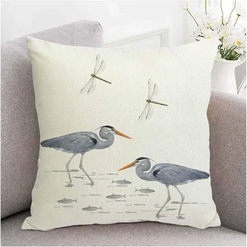 Miniatura 9 de Fundas de almohada decorativas de lino con diseño de pájaro en acuarela de 18 x 18 pulgadas para sofá, dormitorio, sala de estar y automóvil