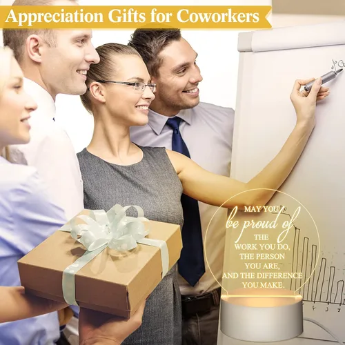Miniatura 6 de 30 piezas de regalos de agradecimiento a los empleados para regalos de equipo, luz nocturna LED acrílica con texto en inglés "May You Be Proud of