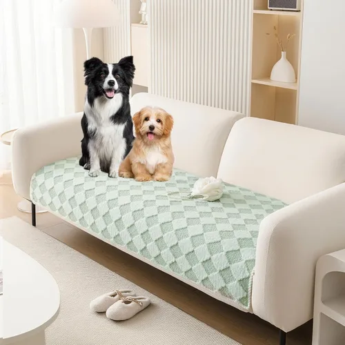Miniatura 17 de HANDONTIME Funda de sofá de algodón suave apta para mascotas, elegante funda de sofá para mascotas con bordado, protector de sofá para perros