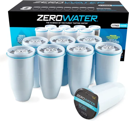 Miniatura 2 de ZeroWater Filtro de repuesto oficial: sistema de filtración de agua de 5 etapas (paquete de 8) y dispensador de filtro de agua de 5 etapas listo