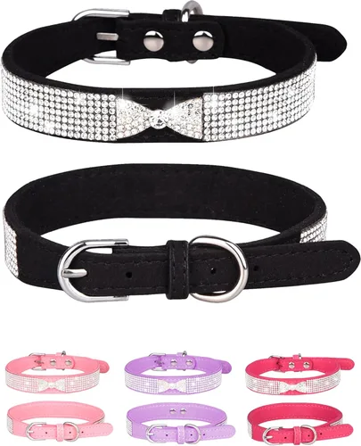 Miniatura 11 de Collar brillante para perros pequeños, medianos y grandes, collares de perro con corona de diamantes de imitación para perras y perros machos, Rosa3