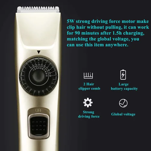 Miniatura 4 de Cortadora de pelo inalámbrica para hombres, kit de aseo recargable para barba, kit de corte de pelo profesional USB para uso familiar, con 2 peines
