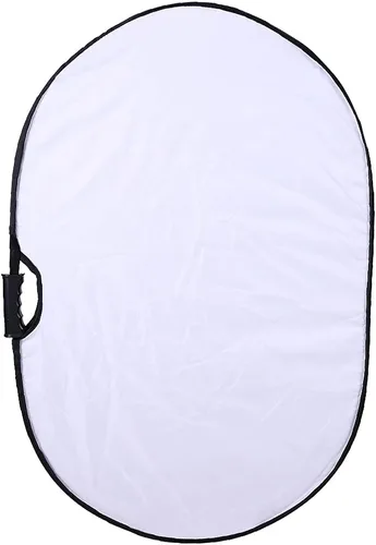 Miniatura 2 de Reflector portátil de fotografía plateado y blanco, reflector ovalado plegable 2 en 1 de 23 x 35 pulgadas/23.6x35.4 in, reflector de luz multidisco