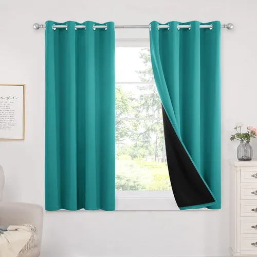 Miniatura 14 de Deconovo Cortinas 100% opacas, cortinas de ventana con aislamiento térmico, paneles reductores de ruido, cortinas de forro negro, con ojales