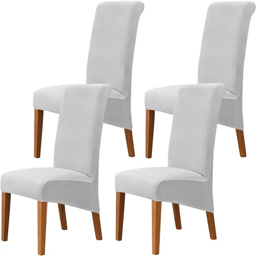 Miniatura 16 de Juego de 2 fundas de terciopelo para sillas de comedor, color beige, fundas elásticas para sillas de comedor y cocina, reutilizables, protector