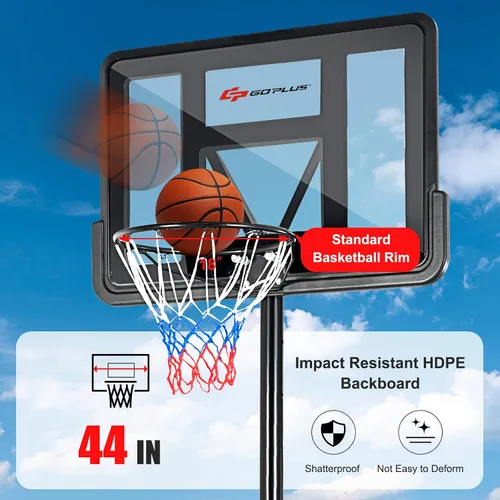 Miniatura 3 de Goplus Aro de baloncesto portátil, portería de baloncesto ajustable de altura de 10 pies con tablero trasero inastillable de 44 pulgadas, soporte