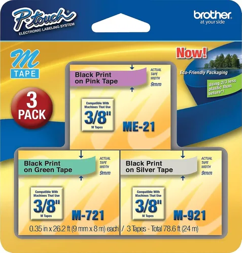 Miniatura 21 de Brother Etiqueta de forma continua de 0.37 "X26.20' (BRTM521), negro/azul
