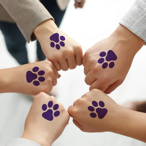 Miniatura 6 de Harloon 20 hojas, 300 unidades, tatuajes temporales de huellas de patas, calcomanías de perro extraíbles para animar patrulla de las mujeres, pies