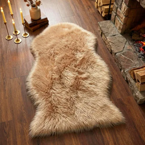 Miniatura 22 de duduta - Alfombra de pelo de oveja sintética verde esmeralda de 2 x 3 pies, alfombra esponjosa lavable para cabecera de cama pequeña, dormitorio