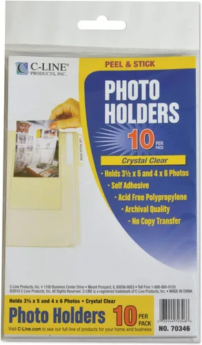 Miniatura 4 de C-Line Soportes para fotos autoadhesivos, capacidad para fotos de 3.5 x 5 y 4 x 6 pulgadas, transparente, 10 por paquete (70346)