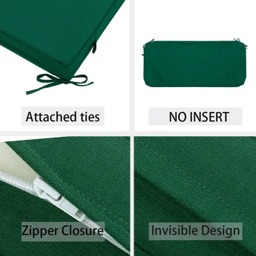 Miniatura 4 de FUNHOME Funda de cojín de banco para exteriores, 48 x 18 x 3 pulgadas, funda resistente al agua con cremallera y lazos, funda resistente a la Verde