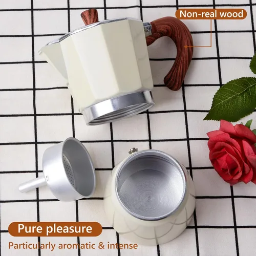 Miniatura 3 de Moka Pot - Máquina de café expreso de 10.1 fl oz-6 tazas, cafetera italiana, percoladora, aluminio, fácil de usar y limpiar, para uso doméstico