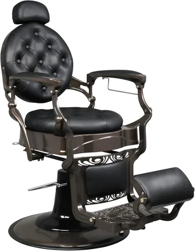 OmySalon Silla de peluquería vintage multiusos, resistente, hidráulica reclinable, silla de belleza estilo retro, giratoria de 360 grados para Negro