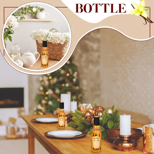 Miniatura 6 de Tioncy 16 botellas vacías de extracto de vainilla para botella de vidrio casera con tapa, banda retráctil, calcomanía, manualidades, regalo de boda
