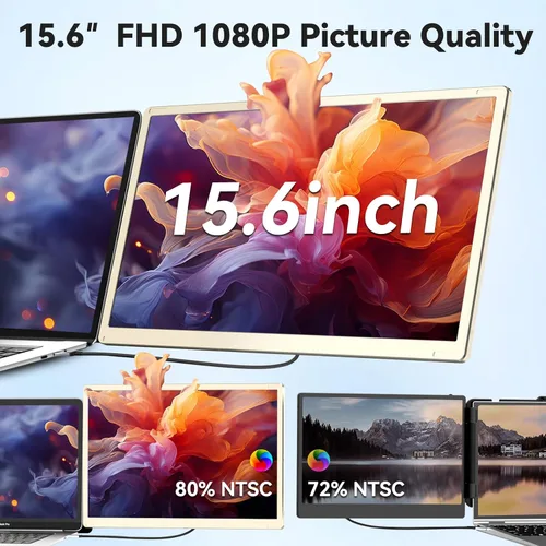 Miniatura 3 de Extensor de pantalla para laptop, monitor portátil de 15.6 pulgadas, monitor de viaje ultradelgado FHD 1080P con altavoces, extensión de pantalla