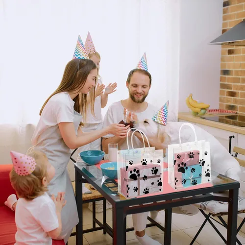 Miniatura 6 de Teling Paquete de 20 bolsas de regalo de PVC transparente con asa de perro con asa, bolsas de plástico reutilizables transparentes para cachorros