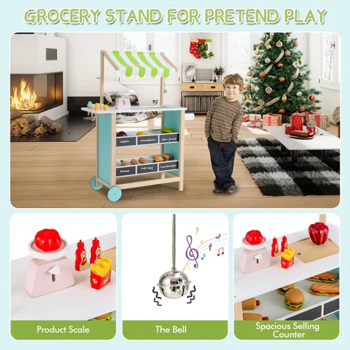 Miniatura 3 de INFANS Juguete de madera para tienda de comestibles, juego de simulación de supermercado, almacenamiento adicional, 6 escalas de helado, campanas
