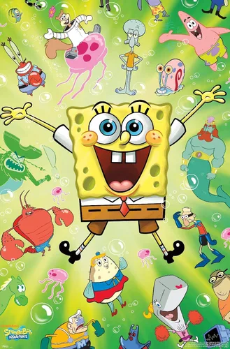 Miniatura 13 de Trends International Nickelodeon Bob Esponja - Póster de pared de explosión, 14.725 x 22.375 pulgadas, versión enmarcada de madera de granero