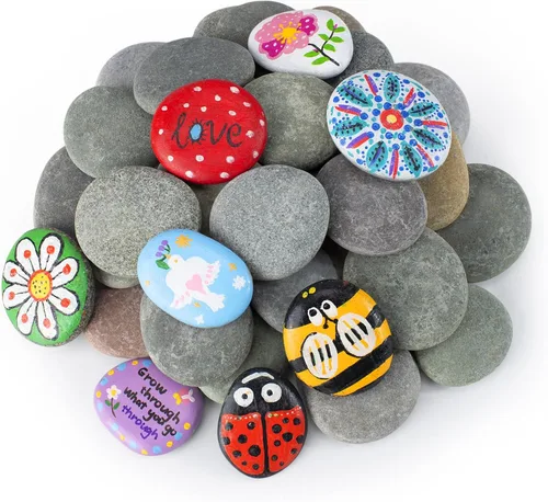 Simetufy 30 piezas rocas para pintar, roca de pintura de 2"-3", piedras naturales planas y lisas para pintar, arte y manualidades para niños y