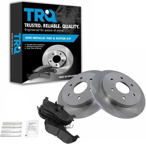 Miniatura 34 de TRQ Juego de pastillas de freno semimetálicas traseras y rotores compatibles con Chevrolet Trailblazer 02-06 Trailblazer EXT 04-06 SSR 02-07 GMC