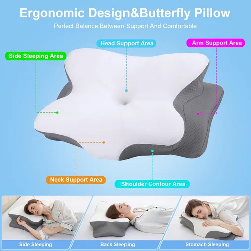Miniatura 2 de Almohadas de espuma viscoelástica, almohada ergonómica para aliviar el dolor de cuello, almohada de cama para dormir, almohada cervical