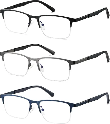 Miniatura 12 de Lentes de lectura progresivas bifocales sin línea, multifocales, con bloqueo de luz azul, para computadora, marco metálico para hombres