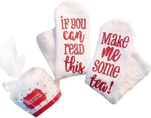 Miniatura 9 de CHANGGER Calcetines unisex con texto en inglés "If You Can Read This Bring Me Some Fuzzy Funny Saying Crew Socks Christmas Unisex Gift